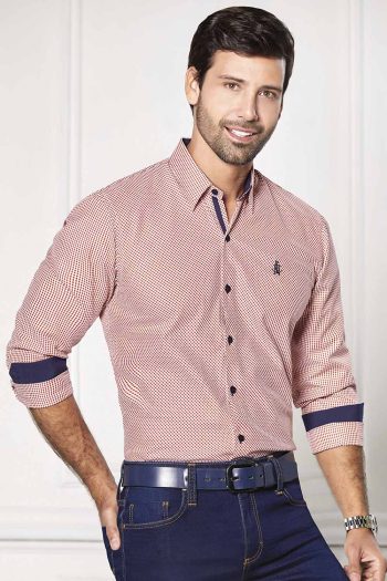 Camisa Navigation Cuadros - Slim Fit - Rojo Cuadro Diagonal, XLG