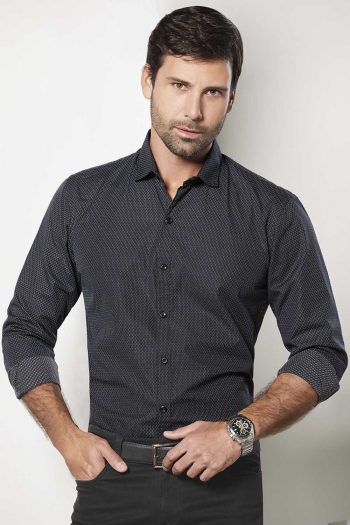 Camisa Navigation Miniprint - Slim Fit - Negro Print Blanco, XLG