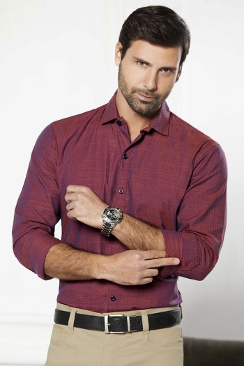 Camisa Bristol - Slim Fit - Algodón - Vino Puntos, XL