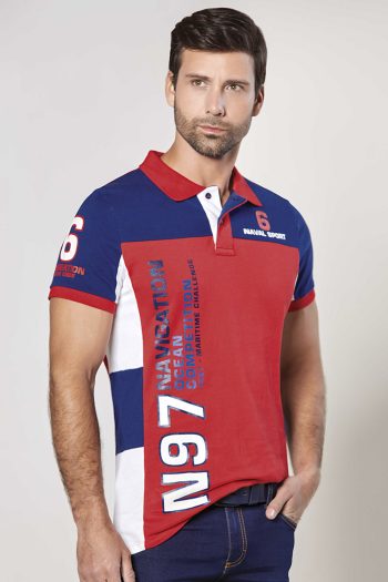 Polo Bloques Ocean Crew - Pique - Rojo, XXL