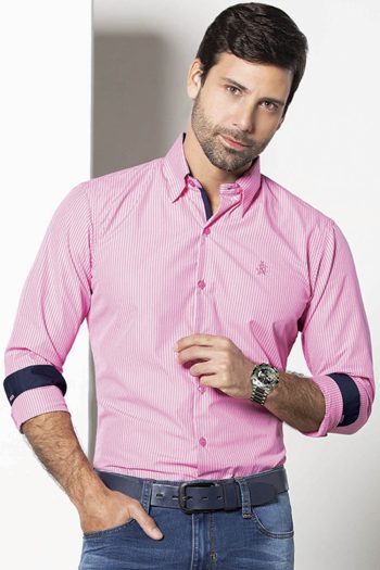 Camisa Navigation Rayas - Slim Fit - Rosado Rayas, XLG