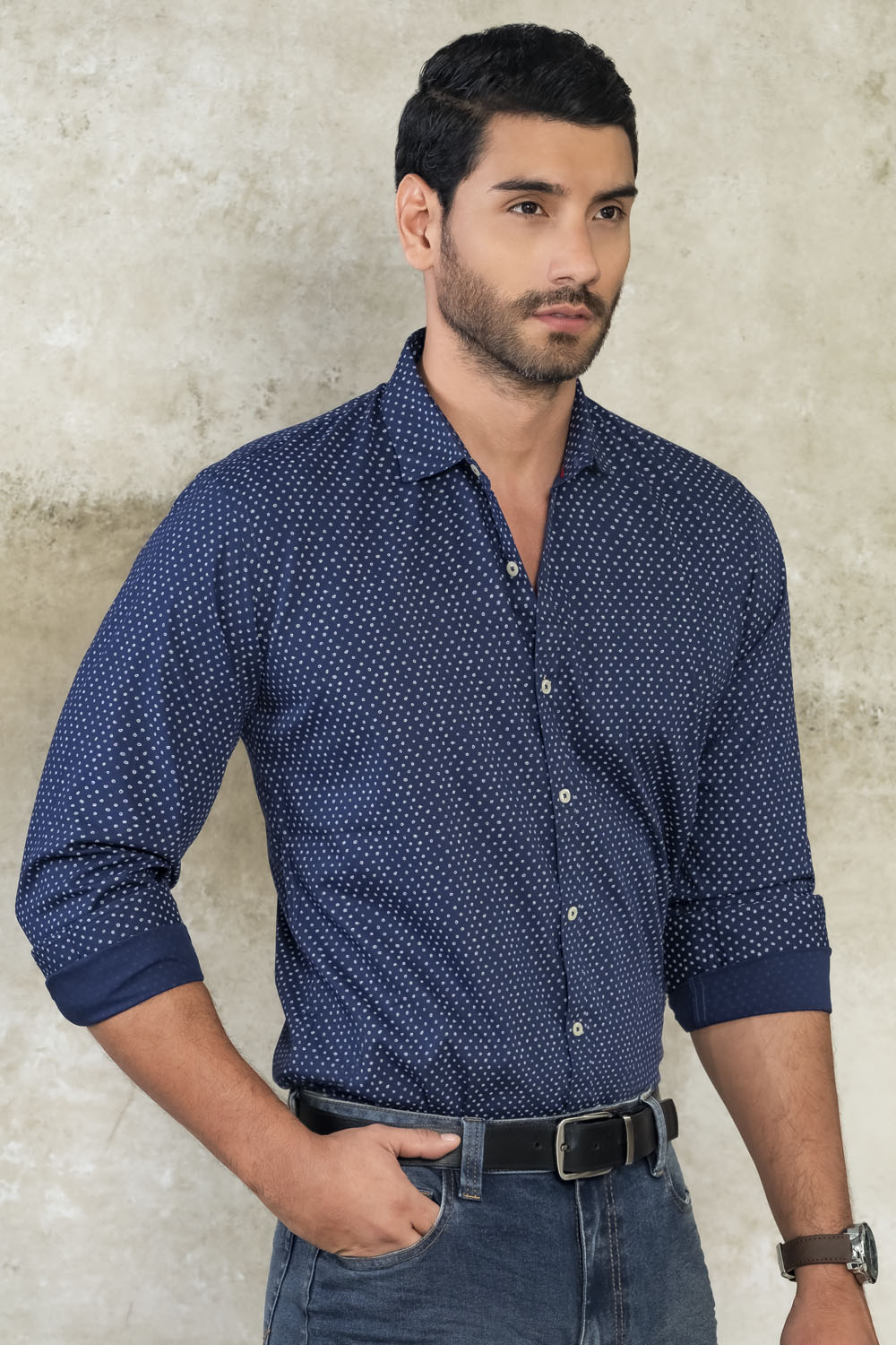 Camisa Seattle Miniprints - Slim Fit - Algodon Poplin