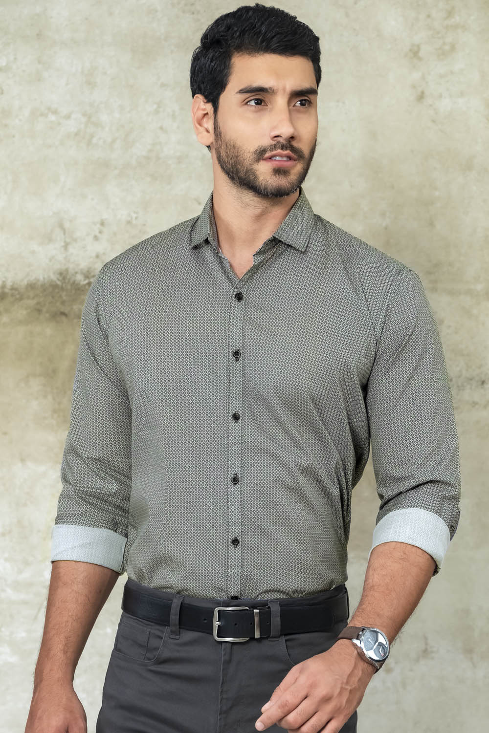 Camisa Seattle Miniprints - Slim Fit - Algodon Poplin