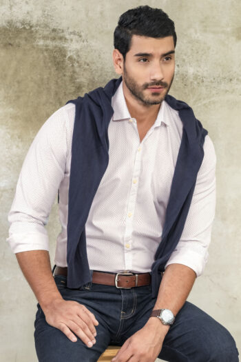 Camisa Seattle Miniprints - Slim Fit - Algodon Poplin - Blanco Print, XL