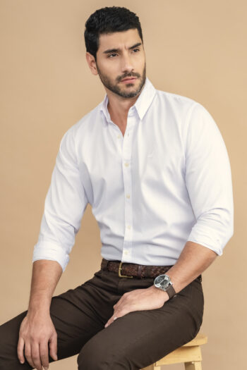 Camisa Rhode Island - Modern Fit - Pinpoint Oxford - Blanco, XL