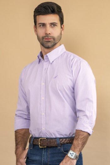 Camisa Southampton Rayas - Modern Fit - Poplin - Raya Mini Lila, XL
