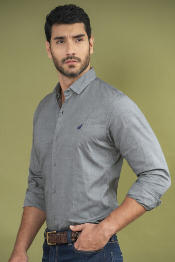 Camisa Premium Hampton - Slim Fit - Oxford - Gris Azul, 2XL