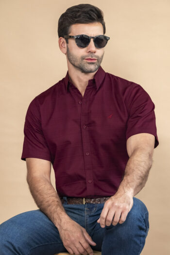 Camisa Premium Lake Tahoe - Regular Fit - Algodon Dobby - Vino Tinto, L