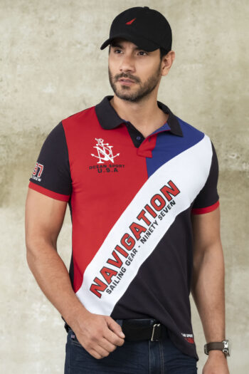 Polo Bloques 4N97 - Negro/Rojo, XL