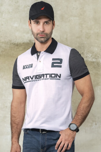 Polo Bloques Ocean Sport - Blanco/Gris Jaspe, L