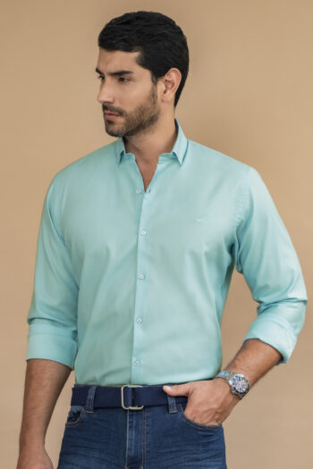 Camisa Madison - Slim Fit - Cotton Poplin - Aqua, XL