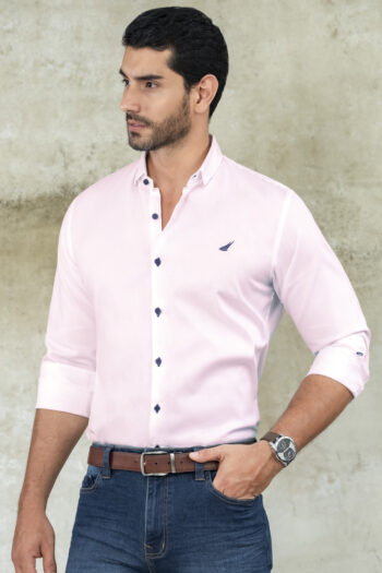 Camisa Riverwalk - Slim Fit - Algodon Pique - Blanco, XL