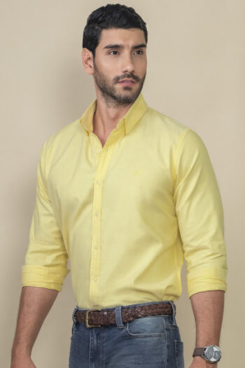 Camisa Premium Hampton - Modern Fit - Oxford - Amarillo Claro, XL