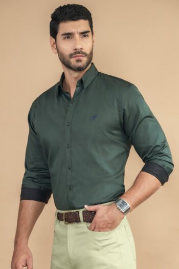 Camisa Premium Hudson - Modern Fit - Algodon Pima - Verde Pino, XL