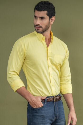 Camisa Bridgeport Cuadros - Regular Fit - Algodon Poplin - Cuadro Mini Amarillo, XL