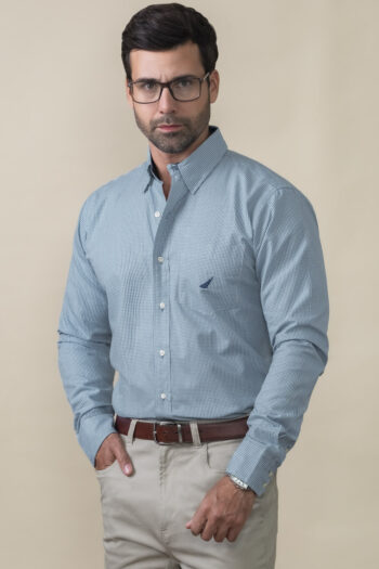 Camisa Bridgeport Cuadros - Regular Fit - Algodon Poplin - Cuadro Mini Azul 4, XLG