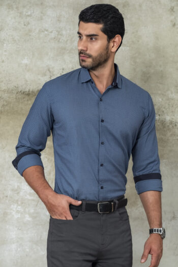 Camisa Springdale Print - Slim Fit - Algodón Poplin - Azul Print triangulo, XL