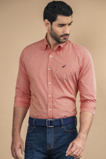Camisa Nantucket Cuadros - Modern Fit - Poplin - Cuadro Mini Rojo, XL